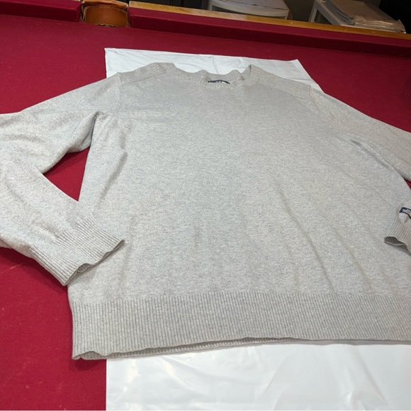 The North Face gray WOOL SWEATER slouchy long Crew Neck Knit Mens Ribbed neutral - Picture 14 of 15